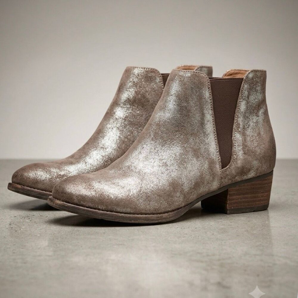 Seychelles metallic suede Anthropologie silver brushed brown booties boho wester